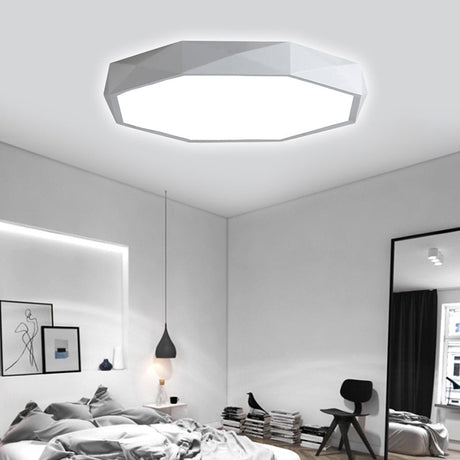 Modern Octagon Metal Led Flush Mount Lamp - 16/19.5/23.5 Wide White Perfect For Living Room / 16