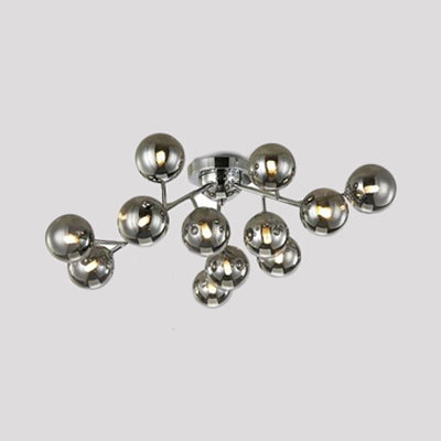 Modern Modo G9 Ceiling Light With Glass And Metal - 12 - Light Semi Flush Mount For Living Room