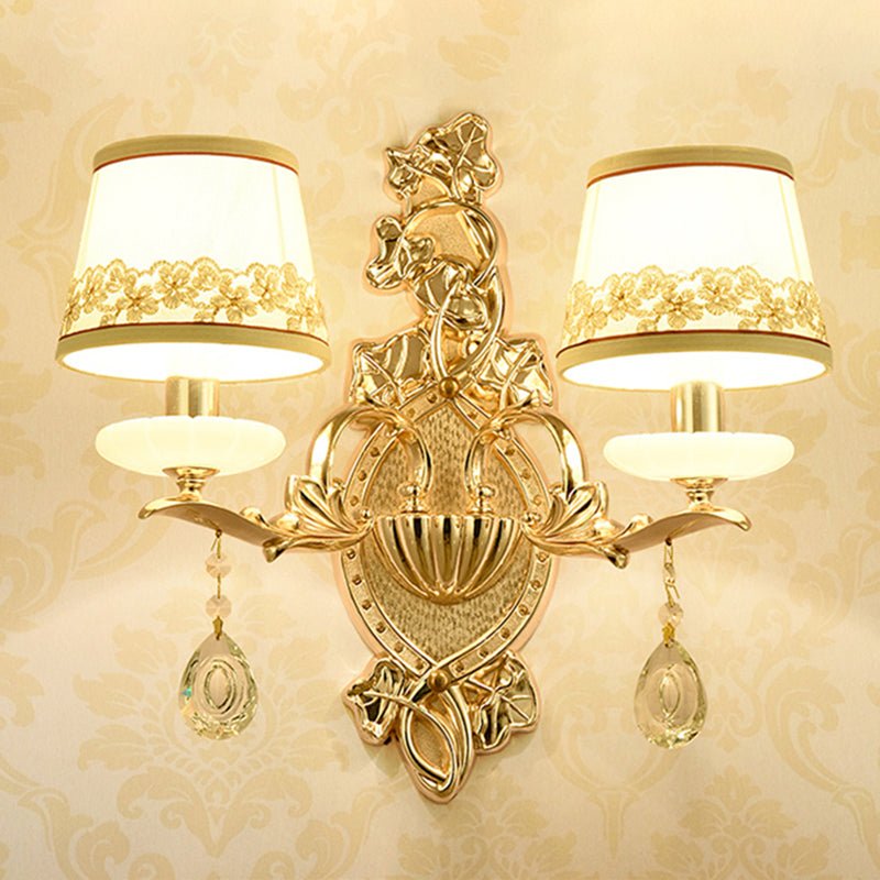 Traditional Gold Wall Mount Lamp With Fabric Shade - Ideal For Bedroom Or Candlelight Ambiance 2
