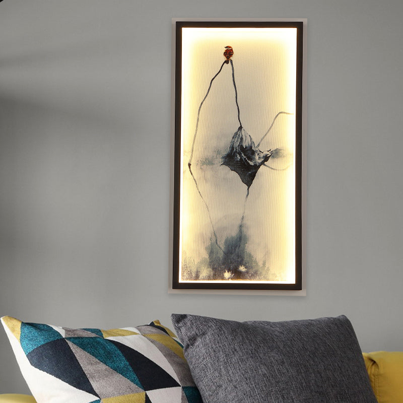 Modern Black Leaf Mural Led Wall Mounted Light For Asian-Inspired Decoration