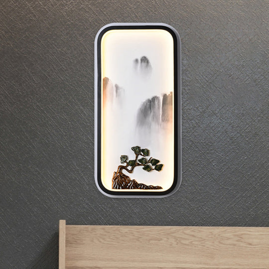 Chinese Ceramic Black Mountain Mural Lamp - Led Wall Lighting Fixture / B