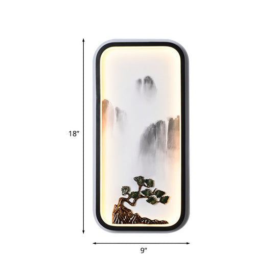 Chinese Ceramic Black Mountain Mural Lamp - Led Wall Lighting Fixture