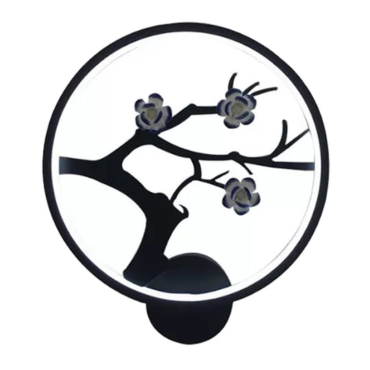 Chinese Iron Flower Branch Sconce With Led Wall Mount