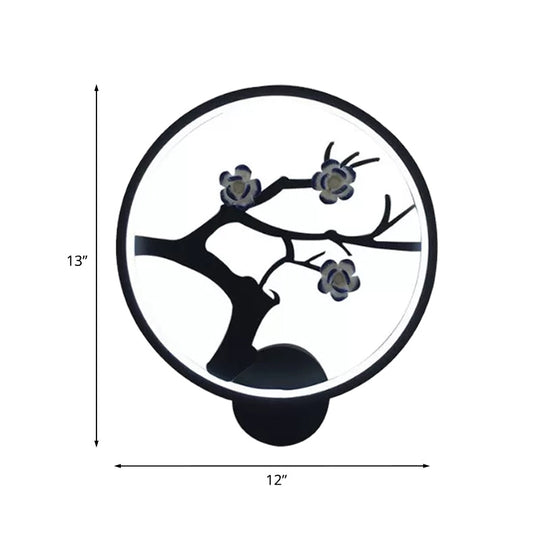 Chinese Iron Flower Branch Sconce With Led Wall Mount