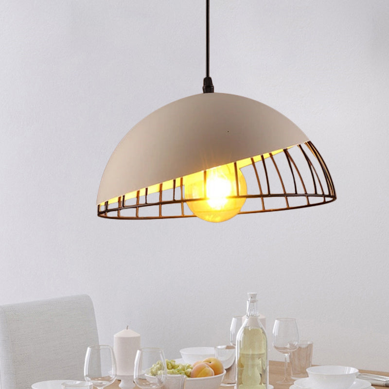 12’/14’ Retro Style Hanging Pendant Light With Metal Bowl Design - Black/Gray Finish For Dining