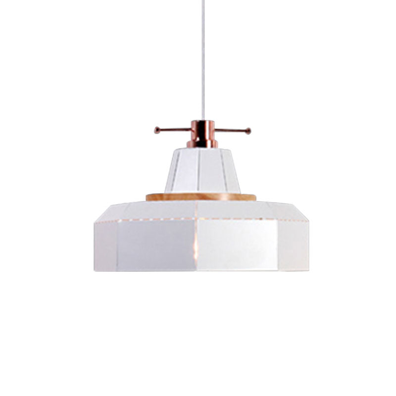 Modern Metal And Wood Pendant Light With Cylinder/Diamond Shade - 1 Black/White