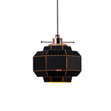 Modern Metal And Wood Pendant Light - Cylinder/Diamond Shade 1 Black/White
