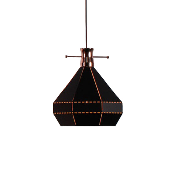 Modern Metal And Wood Pendant Light With Cylinder/Diamond Shade - 1 Black/White