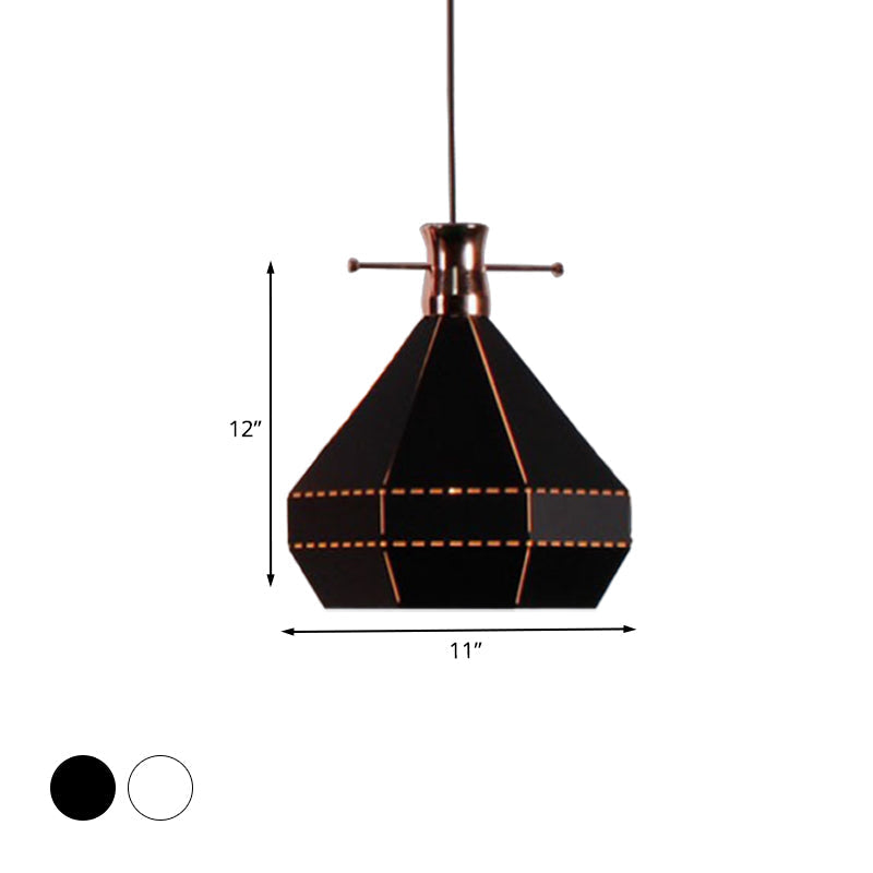 Modern Metal And Wood Pendant Light With Cylinder/Diamond Shade - 1 Black/White