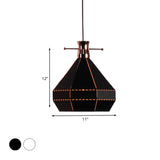 Modern Metal And Wood Pendant Light - Cylinder/Diamond Shade 1 Black/White