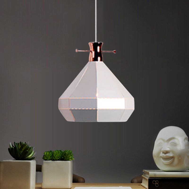Modern Metal And Wood Pendant Light - Cylinder/Diamond Shade 1 Black/White White / C