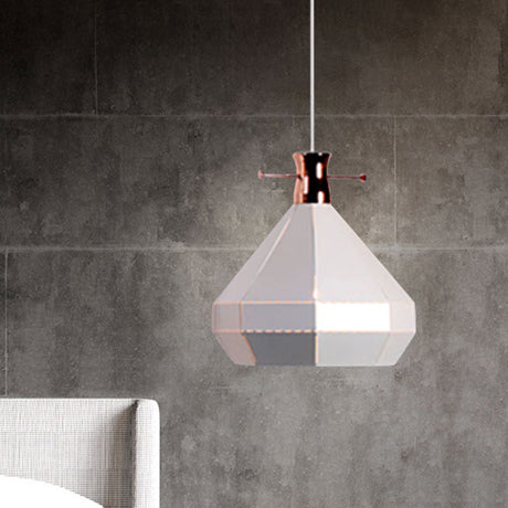 Modern Metal And Wood Pendant Light - Cylinder/Diamond Shade 1 Black/White