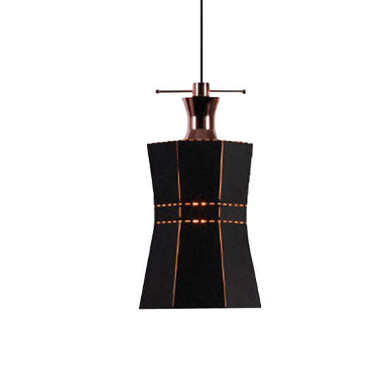 Modern Metal And Wood Pendant Light With Cylinder/Diamond Shade - 1 Black/White