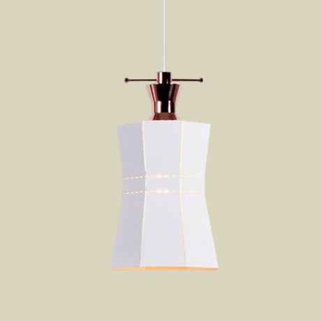 Modern Metal And Wood Pendant Light - Cylinder/Diamond Shade 1 Black/White