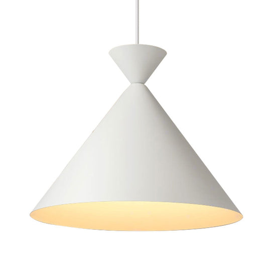 Modern Conical Metal Hanging Ceiling Light - White