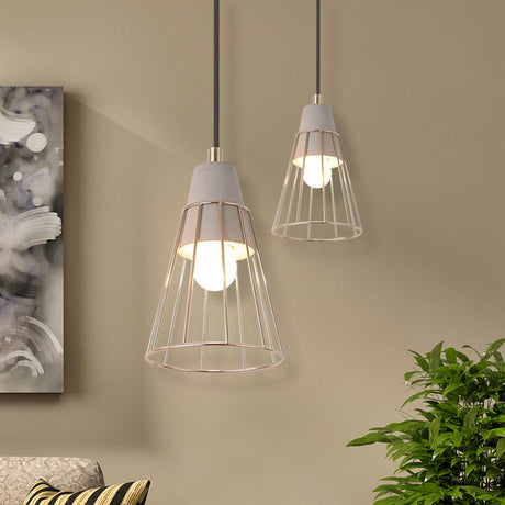Gold Adjustable Nordic Pendant Light With Caged Design