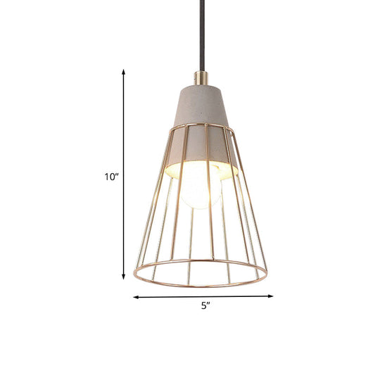 Gold Adjustable Nordic Pendant Light With Caged Design