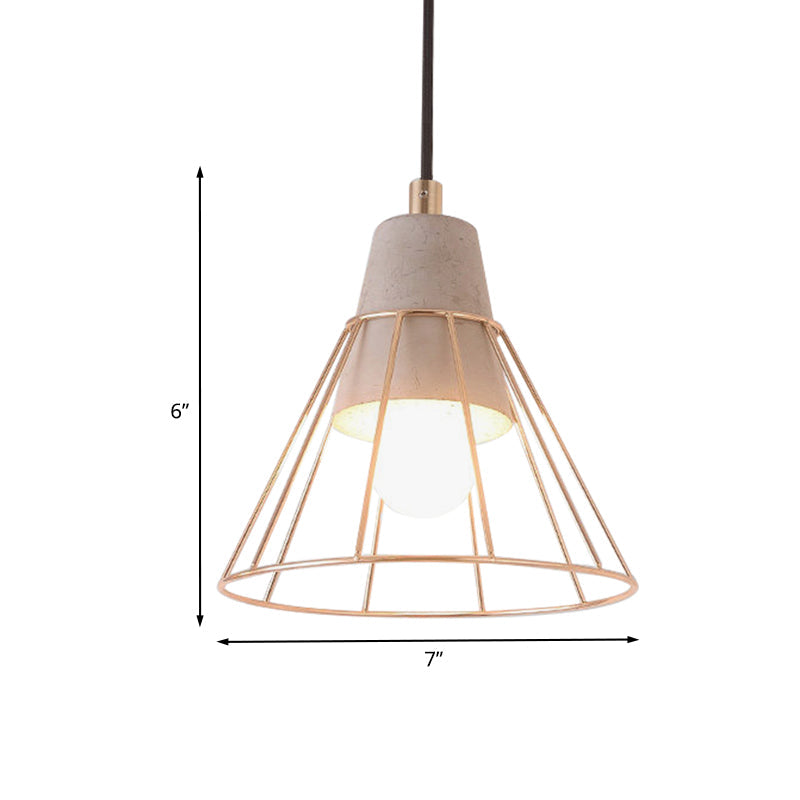 Nordic Style Caged Pendant Lamp - Adjustable Cord Gold Finish