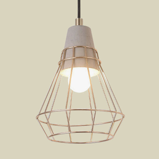 Nordic Style Caged Pendant Lamp - Adjustable Cord Gold Finish