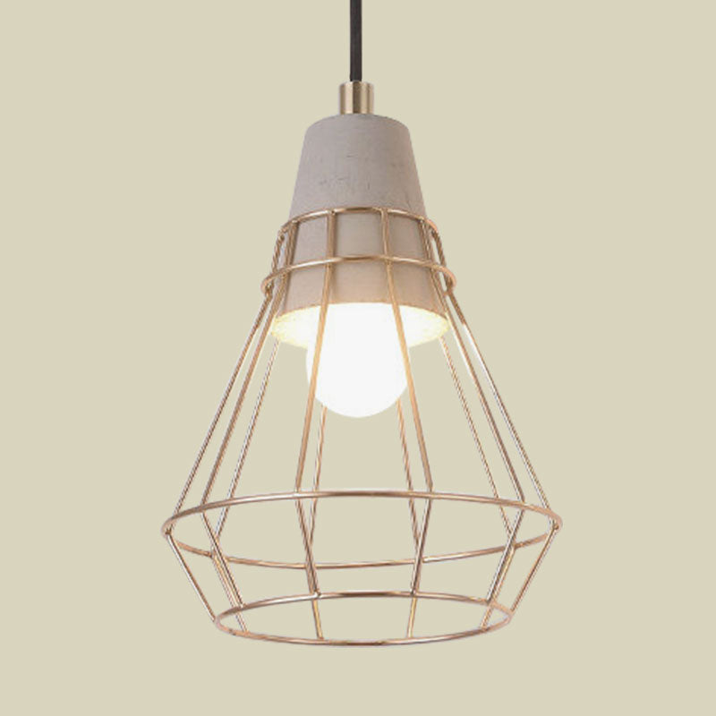Gold Adjustable Nordic Pendant Light With Caged Design