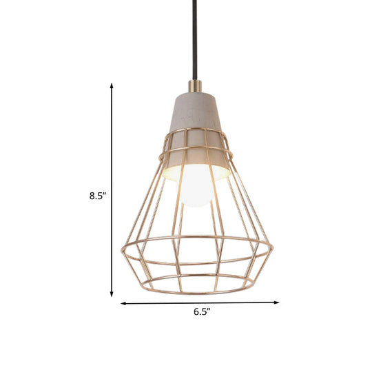 Gold Adjustable Nordic Pendant Light With Caged Design