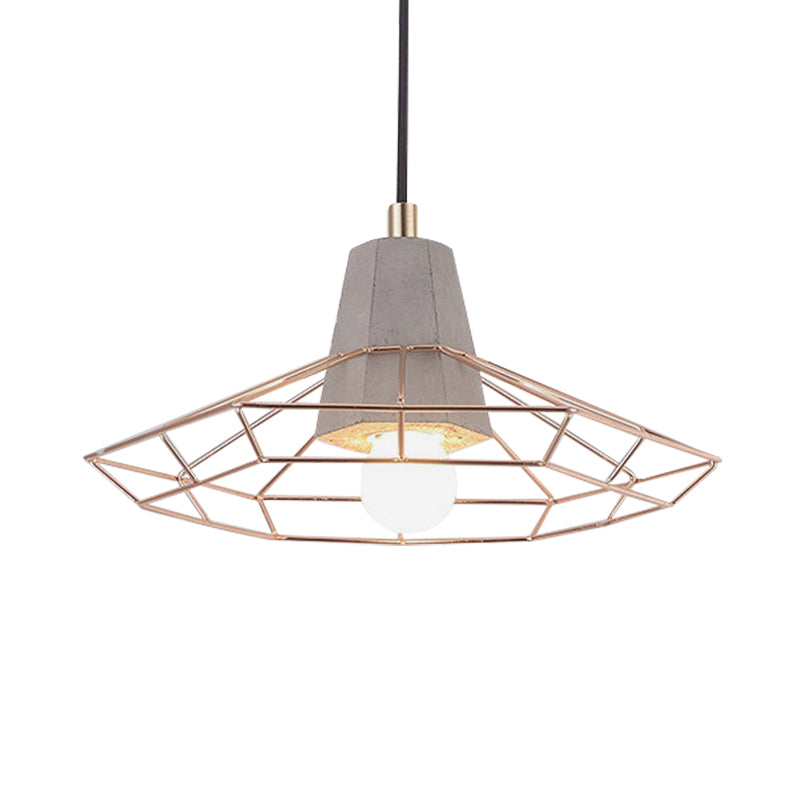 Nordic Style Caged Pendant Lamp - Adjustable Cord Gold Finish