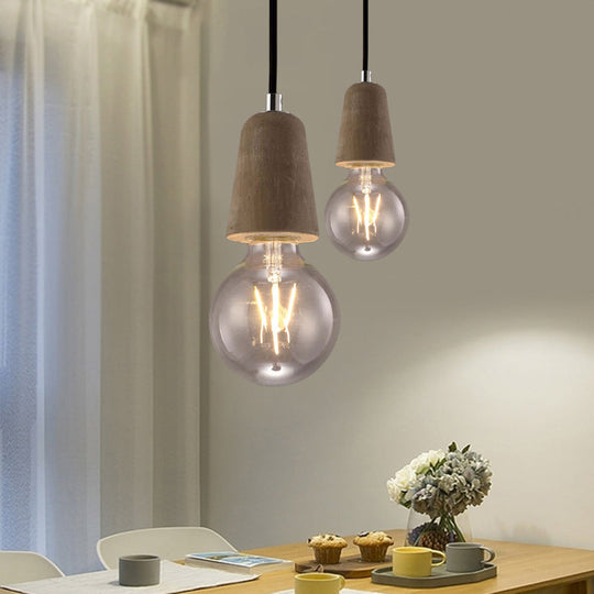 Cement Pendant Lamp - Open Bulb Minimalist Style 1-Light Ideal For Cafes And Restaurants