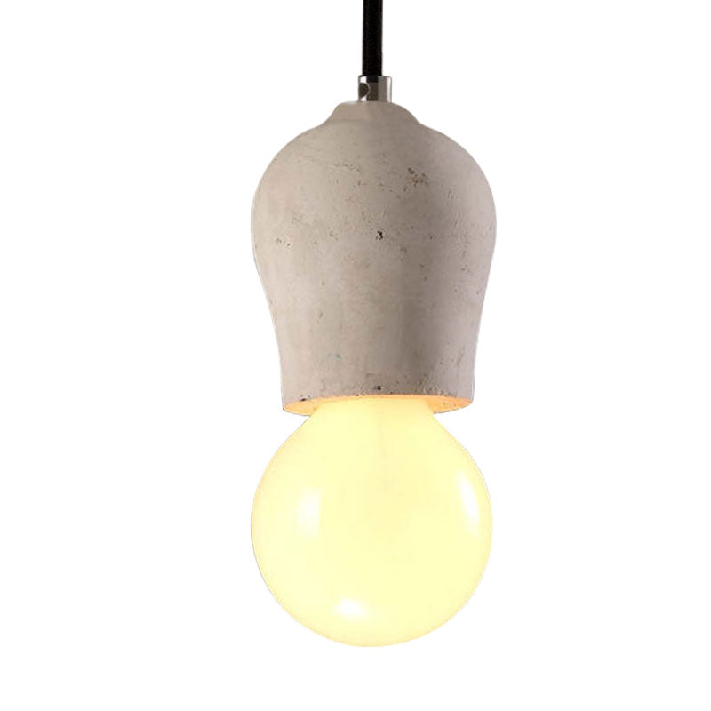 Minimalist Cement Hanging Pendant Light With Open Bulb - Ideal For Cafe And Restaurant
