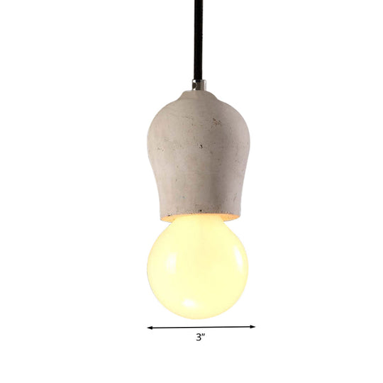 Cement Pendant Lamp - Open Bulb Minimalist Style 1-Light Ideal For Cafes And Restaurants