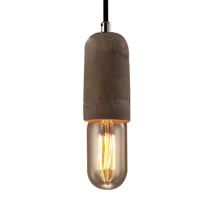 Minimalist Cement Hanging Pendant Light With Open Bulb - Ideal For Cafe And Restaurant