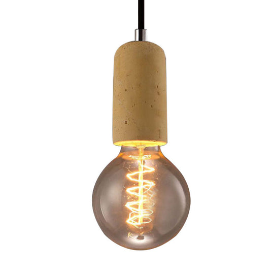Cement Pendant Lamp - Open Bulb Minimalist Style 1-Light Ideal For Cafes And Restaurants