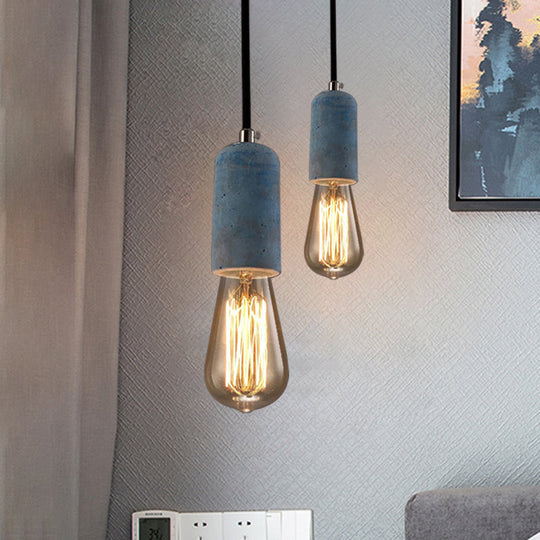 Minimalist Cement Hanging Pendant Light With Open Bulb - Ideal For Cafe And Restaurant