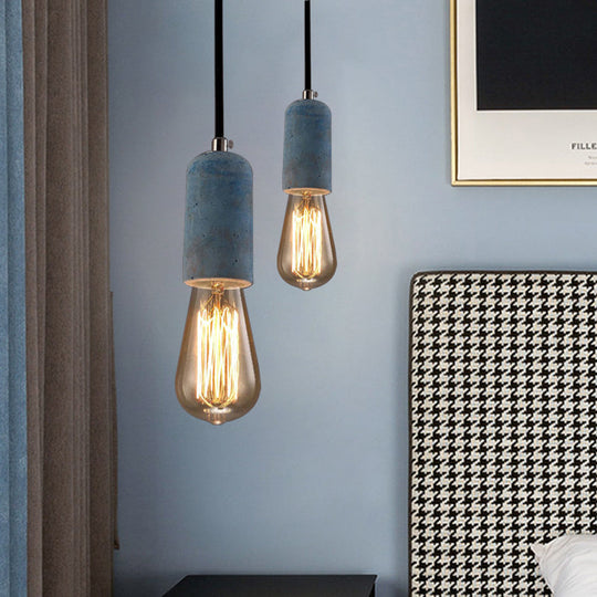 Cement Pendant Lamp - Open Bulb Minimalist Style 1-Light Ideal For Cafes And Restaurants