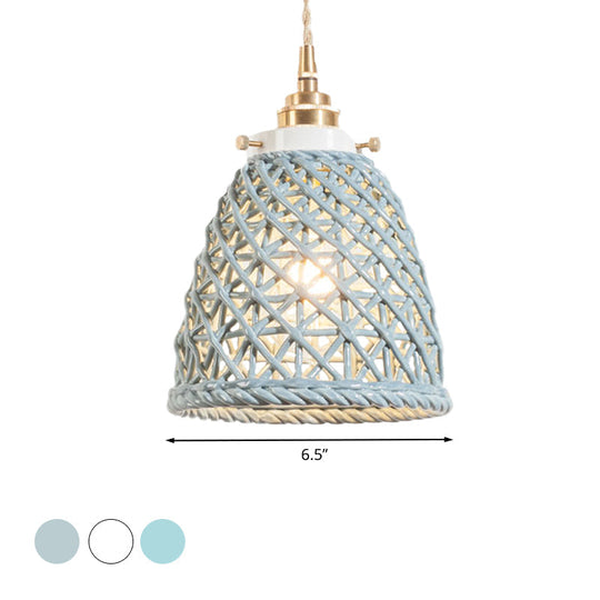 Modern Ceramic Dome Basket Pendant Light With Single Bulb - Perfect For Galleries And More
