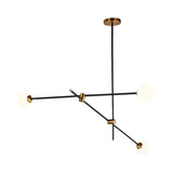 Modernist Exposed Ceiling Lamp - Metallic 2/3 Lights Black Pendant Lighting With Opal Glass Ball