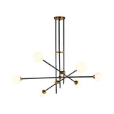 Modernist Exposed Ceiling Lamp - Metallic 2/3 Lights Black Pendant Lighting With Opal Glass Ball