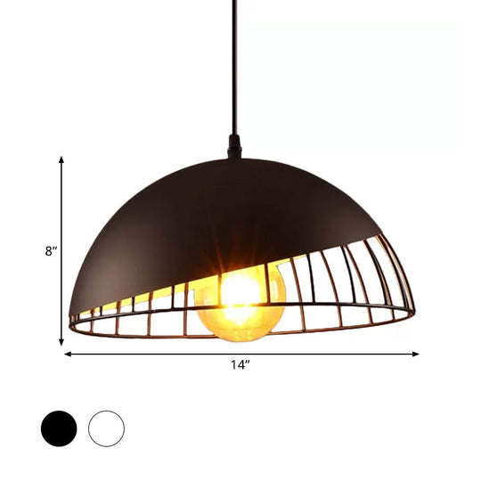12’/14’ Retro Style Hanging Pendant Light With Metal Bowl Design - Black/Gray Finish For Dining