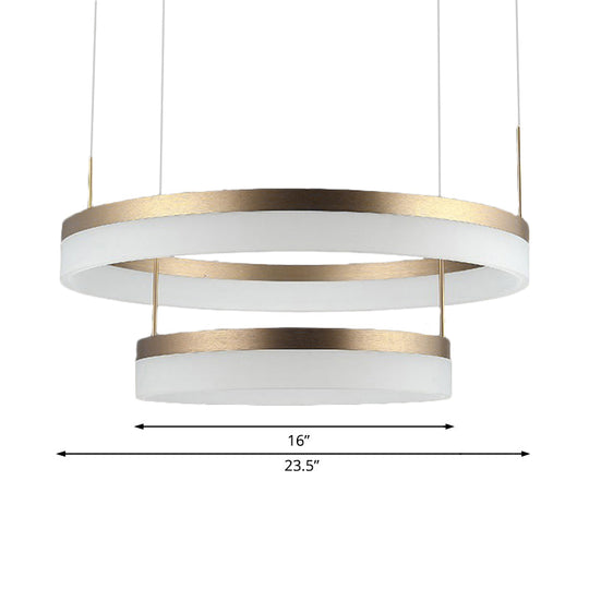 Modern Round Led Chandelier Pendant - Acrylic 1/2/3-Light Ceiling Light Fixture In Black/White/Gold