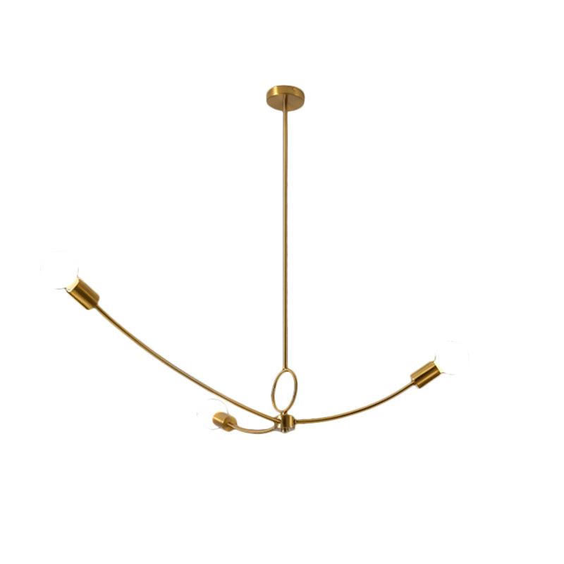 Minimalist Burst Ceiling Chandelier - Metallic 3 Bulb Pendant Light In Black/Gold For Dining Room
