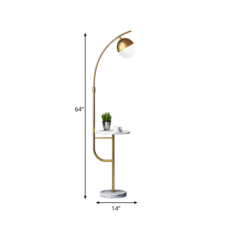 Postmodern Gold Finish Ball Floor Lamp - 1-Light Metallic Standing Light