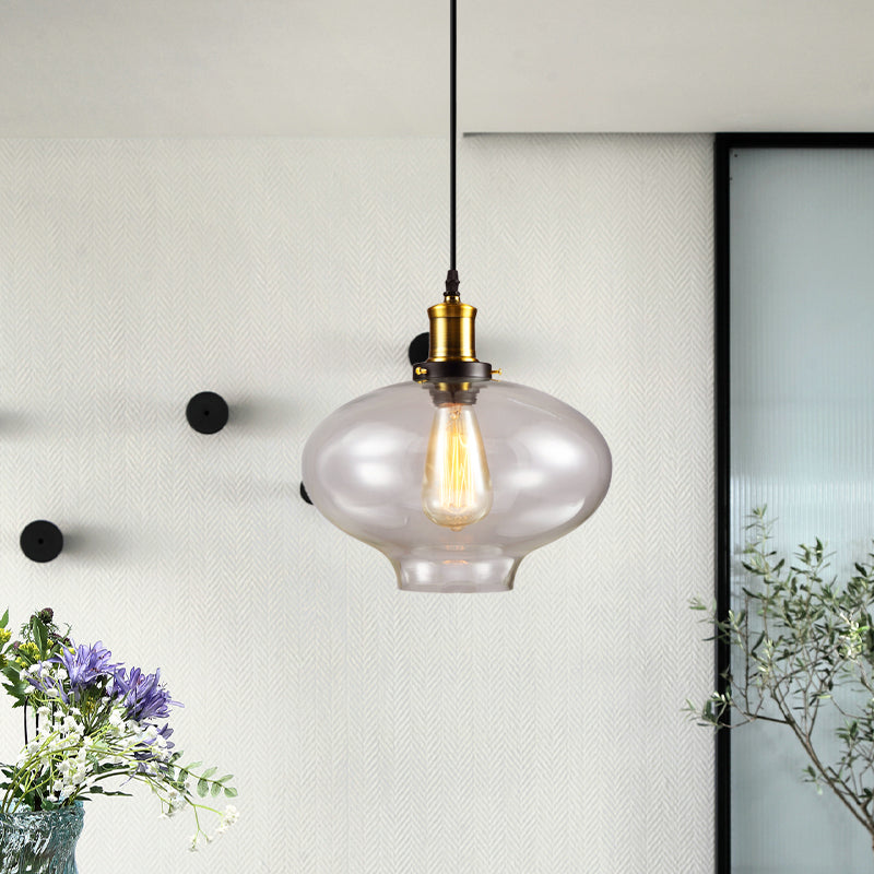 Industrial Clear Glass Pendant Light - Brass Finish 7.5’/11’ Wide