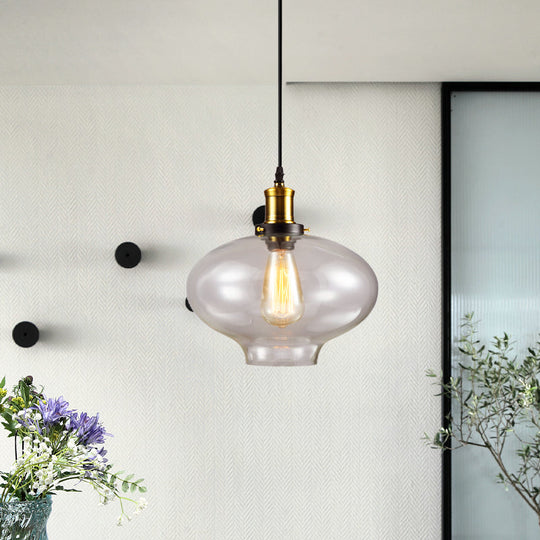 Industrial Clear Glass Pendant Light - Brass Finish 7.5’/11’ Wide