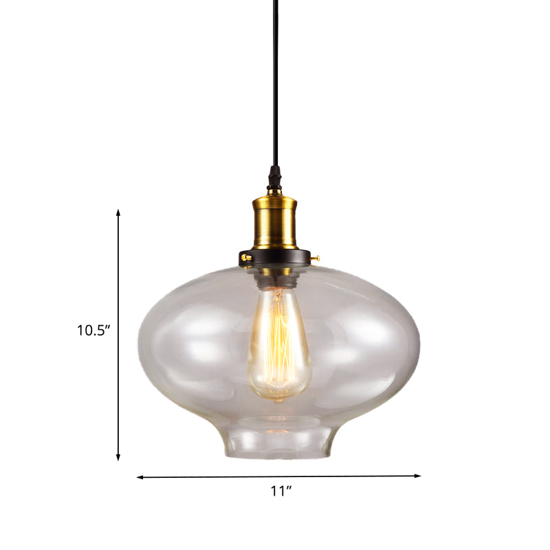Industrial Clear Glass Pendant Light - Brass Finish 7.5’/11’ Wide