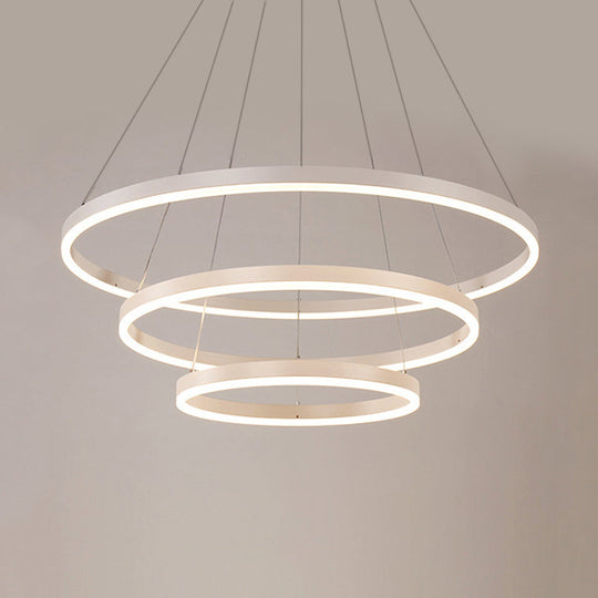 Modern 1/2/3-Light Chandelier Pendant With Acrylic Shade - Brown/Black/White Ceiling Light In