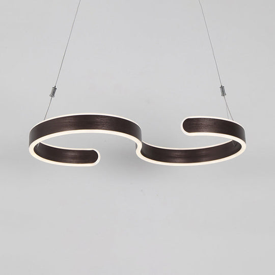 Modern S-Shaped Led Acrylic Chandelier - Brown/Gold Finish 23.5/31.5 Wide Warm/White/Natural Light