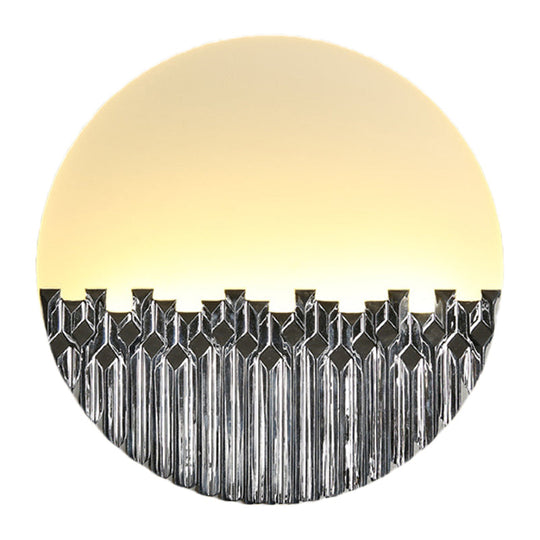 Chinese Style Led Corridor Wall Lamp: Blue/Silver Metallic Surface Patterned Light With Round