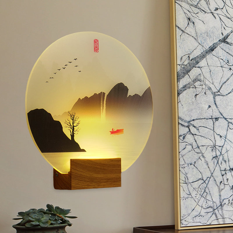 Chinese Style Mountain & River Led Wall Light Fixture