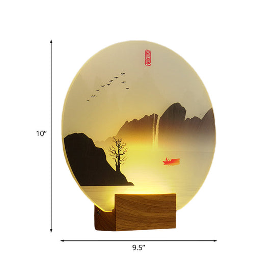 Chinese Style Mountain & River Led Wall Light Fixture