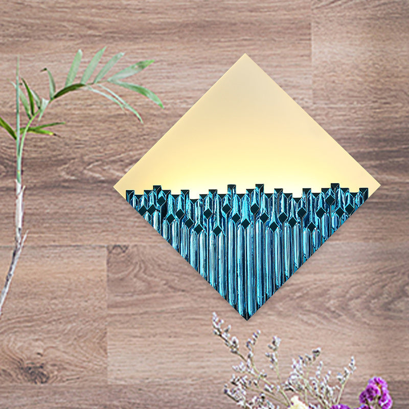 Harlequin Metallic Led Wall Lamp - Asia Inspired Acrylic Gold/Blue Surface