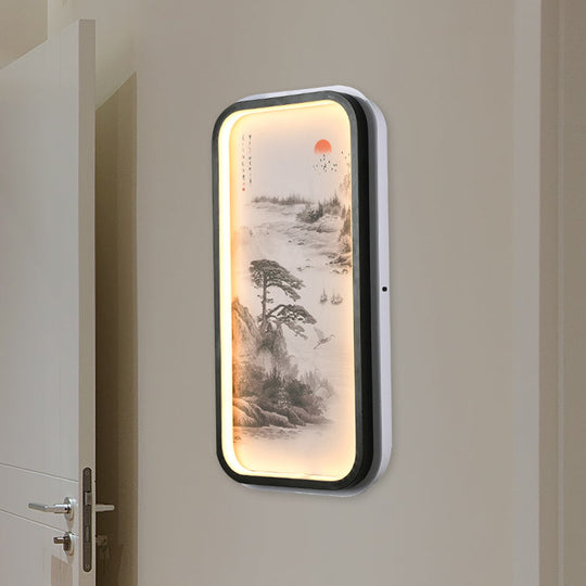 Modern Acrylic Pine Tree Led Wall Light In Black For Guest Room Décor